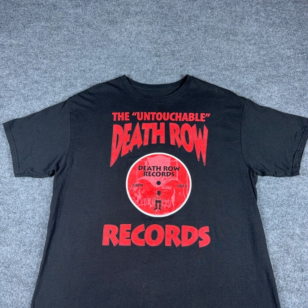 Death Row Records Untouchable Graphic T-Shirt Mens Large Black Red Vinyl Record